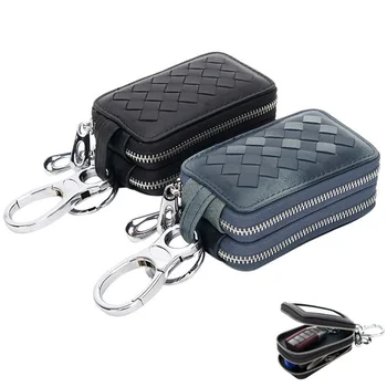 Jednoduché Unisex Ovčej Tkané Keychain Taška Auto Diaľkové Tlačidlo Prípade, Dvojitý Zips, Pás Visí Kľúč Držiteľa