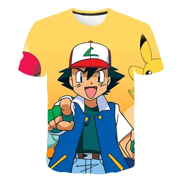 Pokémon Pikachu T Shirt Cartoon Krátky Rukáv Chlapci Dievčatá T-Shirt Deti Pokemon Tshirts Vtipné Tričká Topy Deti Pokemon Oblečenie