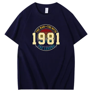 Vintage Legenda 1981 t shirt pre mužov Darček k Narodeninám Tshirts Bavlna grafické t košele Tee Vrchole Letné Harajuku pánske oblečenie