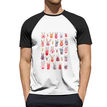 Soby - Zviera, roztomilosť - Zimné akvarel vzor - Rudolf T-Shirt grafika t košele, tričká pre mužov obrázok