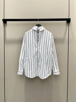 Japonský retro prekladané golier košele ženy 2023 jeseň nový dizajn bavlny elegantné dlhé rukávy top
