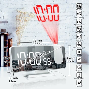 FM Rádio LED Digitálne Inteligentný Budík Sledovať USB Wake Up Hodiny s Projekcia a Čas Spánok Elektronické Tabuľka Hodiny