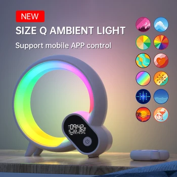 Kreatívne Q Farebné Atmosféru Svetla Bluetooth Reproduktor RGB Stolná Lampa s Bielym šumom Digitálne Sunrise Prebudiť Svetla Budík