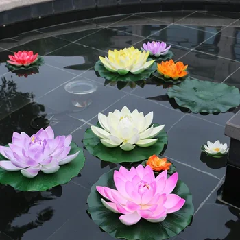 1pc 18 cm Lotus Umelý Kvet Plávajúce Falošný Lotus Rastlín Realisticky lekna Micro Krajiny Pre Domov, Záhradu Rybník Dekor