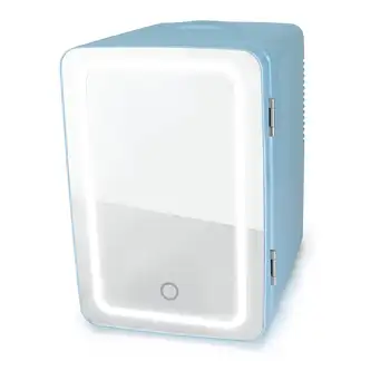 Osobný 6 Môže Chladenie LED Osvetlené Mini Chladnička so Zrkadlom Dverové, Modrá