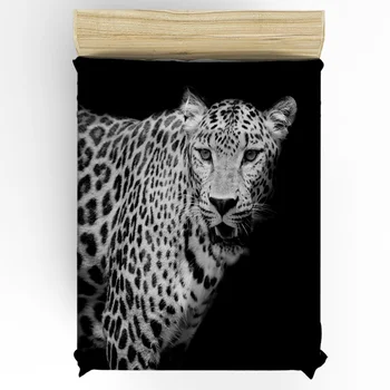 Leopard Lesné Zvieratá V Tme posteľná bielizeň Vybavené List Pár Matrac Kryt S Elastické Domov Manželská Posteľ Plechu(č obliečky na vankúše)