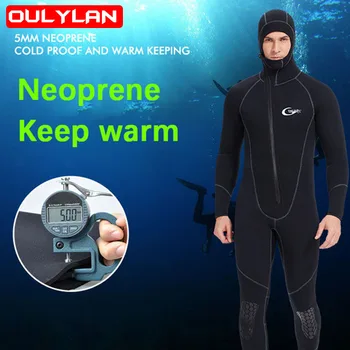 One-piece Predné Zip Hood Neoprén, 5mm Neoprén Udržať v Teple Potápačský Oblek Šnorchlovanie, Surfovanie, Plávanie pod vodou Oblek pre Mužov