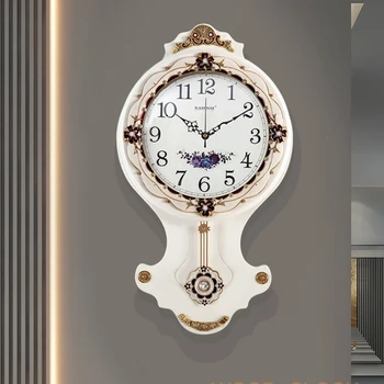 Biela Luxusné Nástenné Hodiny Jedinečný Moderný Dizajn Klasické Okrúhle Nástenné Hodiny Interiér Veľké Krásne Tiché Horloge Murale Domova