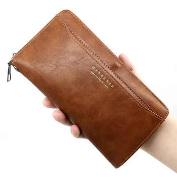 Nové pánske Dlhé Peňaženky Vintage Čerpať Kartou Zips Módne Bežné Kabelky Veľkú Kapacitu Multi slot Mobile Bag