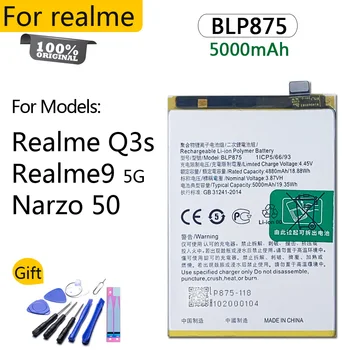 100% Originálne Batérie BLP875 Na Realme 9 5G Realme Q3s Narzo 50 5000mAh Vysoko kvalitné Náhradné Batterie