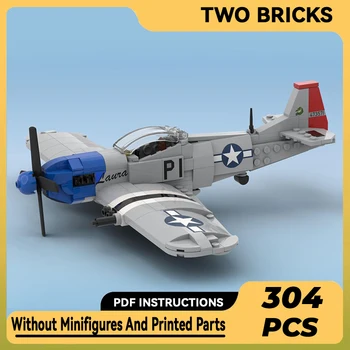 Technické Moc Tehly Vojenské Model P-51D Stíhací Bombardér Modulárny Stavebné Bloky, Darčeky, Hračky Pre Deti DIY Sady Montáž