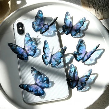 Cinmo 5 ks Priehľadné 3D Butterfly Príslušenstvo Ručné Lepiace Odkvapkávanie Zvierat zobrazili kľúčové tlačidlá Pre Náušnice, Náhrdelníky, Vlasy Klipy