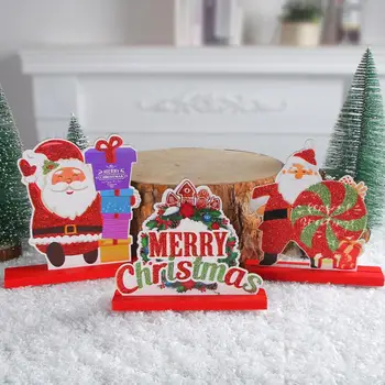 Drevené Vianočné Ozdoby Prívesok Ploche Dekorácie s Santa Claus Snehuliak A Vianočný Stromček na Vianoce Party Decor
