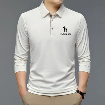 Nové Módne Pevné Polo Tričko Mužov kórejské Oblečenie s Dlhým Rukávom Bežné Nosenie Slim HAZZYS Tlačidlo Golier Topy Športy, Golf Lete roku 2023