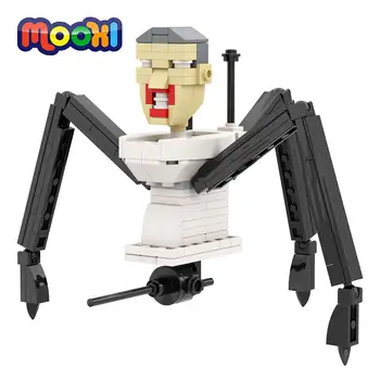 MOOXI Skibidi Wc Man Vs Monitor 146Pcs MOC Tehly Spider Wc DIY Hra Údaje Stavebné Bloky pre Deti Hračky Pre Deti Darček