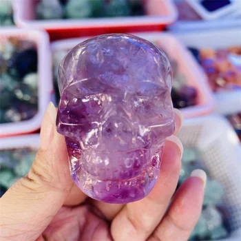 Prírodné Fluorite Lebky Crystal Vyrezávané Liečivú Energiu Kameňa Remesiel Halloween Domova Uzdravenie Domáce Dekorácie, Darčekové 1pcs