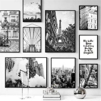 New York City Krajiny Plátno Plagáty a Vytlačí Black a White Tower Bridge Wall Art Obrázky, Maľovanie Domov, Obývacia Izba Dekor