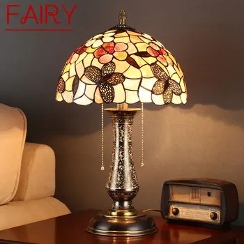VÍLA Európskej Mosadzné Vázy Stolové Lampy, LED Tvorivé Moderné Tiffany Shell Dekor Stôl Svetlo pre Domáce Obývacia Izba, Spálňa
