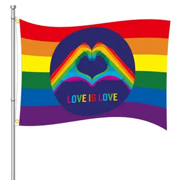 Dúhový Pride Vlajka láska Je Láska Dekoratívne Vonkajšie Znamenie opaľovací Krém Polyester Banner Živé Odolnosť voči Vyblednutiu 90x150cm Č Stožiar