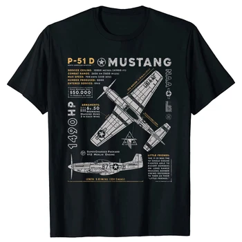 Novinka Úžasné P-51 North American Aviation Vintage Stíhačka Mužov T-Shirt Short Bežné 100% Bavlna Tričká