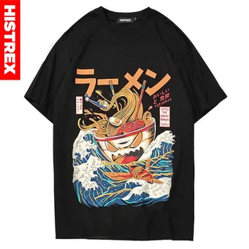 Japonský Harajuku T-Shirt Mužov 2022 Lete Hip Hop Tričká Rezance Loď Cartoon Streetwear Tričká Krátky Rukáv Ležérny Top Bavlna
