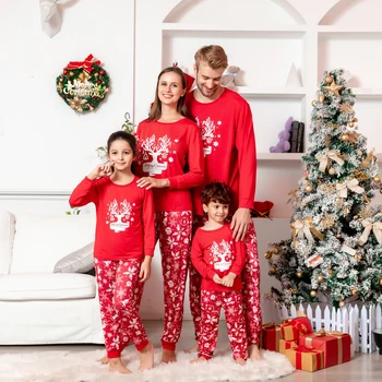 Vianoce Rodine Zodpovedajúce Oblečenie, Pyžamo Nastaviť Vianoce Cartoon Vianočné Dospelých, Deti Sleepwear Pyžamo Prop Strany Oblečenie