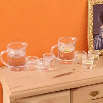 Mini Cup Dom Dekorácie Realistické Miniatúrne Dom Nápoje Nastaviť Limonádu Orange Juice, Káva, Mlieko pre Dekorácie pre Dom