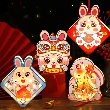 Čínsky Štýl Svietidla Očarujúce Bunny Nočné Osvetlenie, Ručné obojstranné Papierové Lucerny Súpravy s Strapce Batérie pre Čínske