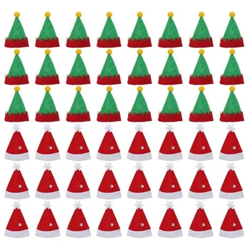 48Pcs Mini Santa Claus Klobúk Lízatko Top Vňaťou Kryt Veselé Vianočné Ozdoby Fľaša Vína na Ochranu Spp Retail