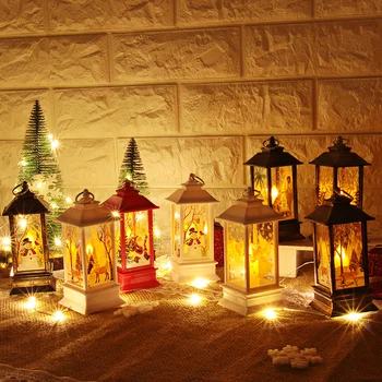 Vianočné LED Svetlo Lampy / Vintage Santa Claus Snehuliak Hrad Visí Lampa / Elk Snehuliak vzor Nočné Svetlo Domácej Strane