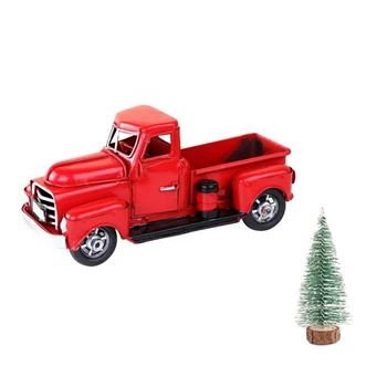 1 Kus Vianočný Darček Retro Červený Kamión Vianočné Ozdoby Pickup Truck Red&Green