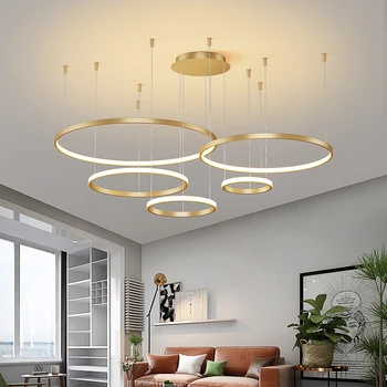 Moderné LED Svetiel Prívesok Kruh Krúžky Akryl Visí Chandeleirs Obývacia Jedáleň, Reštaurácia Home Decor Art Pozastavenie Lampy