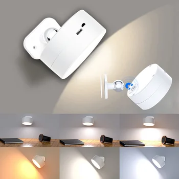 LED Nástenné svietidlo s Diaľkovým ovládaním USB Nabíjateľné 360 Otočiť Stmievateľné Bezdrôtové Magnetické Nástenné Svietidlo pre Spálne Čítanie Posteli