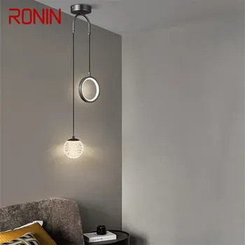 RONIN Modernej Čiernej Medi Luster LED, 3 Farby Jednoducho Kreatívne Dekoratívne Visí Lampa Pre Domáce lôžková Izba