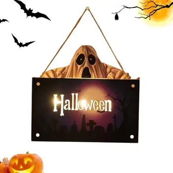 Strašidelné Halloween Drevené Dvere Prihlásiť Vitajte Osvetlené Dvere Záves Halloween Ghost Zombie Múmiový Ozdoby Vnútorné Vonkajšie Dekorácie