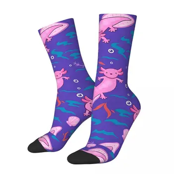Vtipné pánske Ponožky Roztomilý Retro Axolotl Pet Zvierat Street Štýl Crazy Posádky Ponožky Darček Vzor Vytlačené