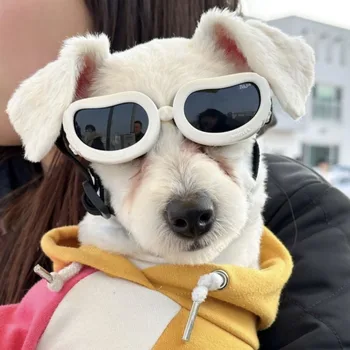 Móda, Psie slnečné Okuliare Pet Prilba Set so Psom Okuliare Prachu, Vetra UV Ochranu Psa Okuliare Psa Prilba a Okuliare Nastaviteľné Klobúk