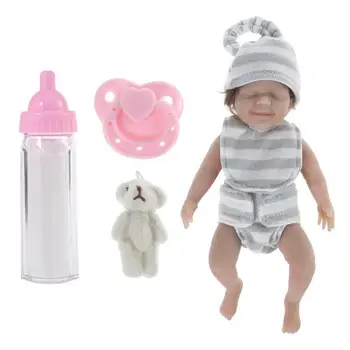 6 Palcový Novorodenca Bábika 6 Cm Bábiky Baby Vinyl Novorodenca Malú Bábiku Baby Doll Oblečenie S A Kŕmenie Doplnky Pre Deti