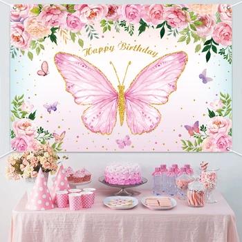 Ružová Motýľ Pozadie Riad Motýľ, Narodeniny, Party Dekorácie Pre Dievča DIY Darček Motýle Pozadí Baby Sprcha Dekor