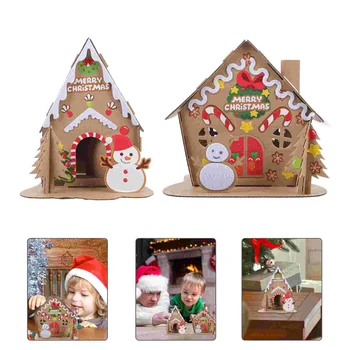 2 Sady Vianočný Papier Dom Villlage Vianočné Cookie Dom Svietiť, Hračky Vzdelávacie Dekorácie Tvorivé Biscuit Papier urob si sám